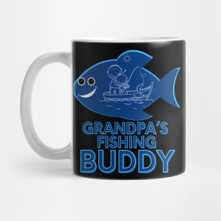 Happy vibes grandpa's fishing buddy blue Mug